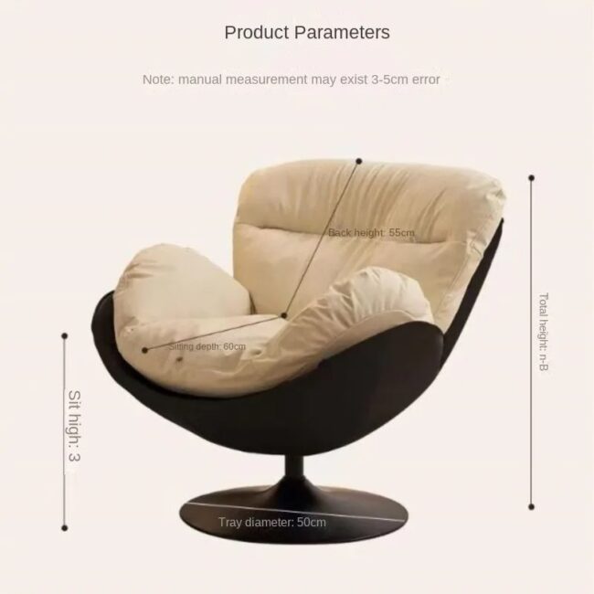 X&D Nordic Single Rotating Sofa Modern Simple Home Living Room Balcony Bedroom Eggshell Chair Light Luxury Lazy Rocking Chair - Image 6