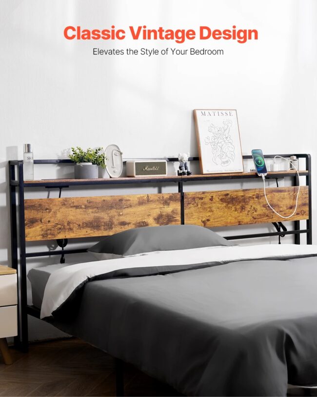 VEVOR Bed Headboard King Size Freestanding Head Board with Outlets & USB Port Adjustable Headboard for Different Bed Frames - Image 4