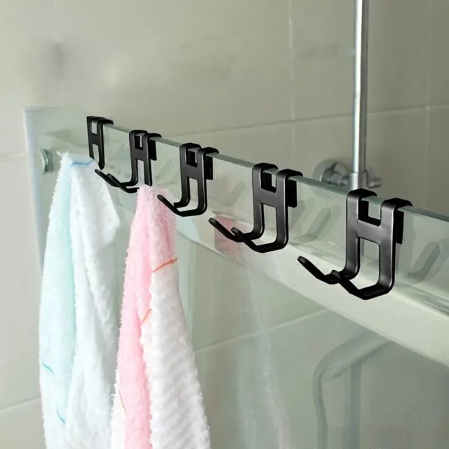 4PCS Metal S-shaped Hook Non-punch Kitchen Bathroom Cabinet Door Hooks Coat Towels Storage Hat Hanger Holders Organizer