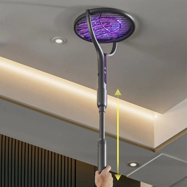 Rotating Head Mosquito Swatter Rechargeable Fly Zapper 2 in 1 Fly Killer and Mosquito Trap Lamp for Indoor and Outdoor