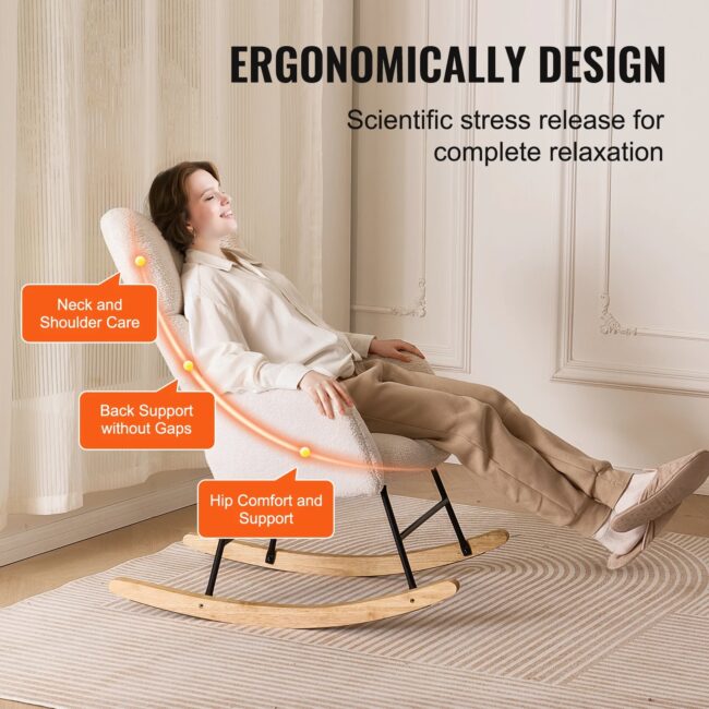 VEVOR Rocking Chair Nursery Glider 250 lbs Weight Capacity Upholstered Glider Rocker Chair for Nursery Bedroom Living Room Home - Image 4
