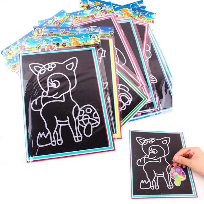 10pcs Magic Scratch Art Painting Cards for Kids Doodle Toys for Boys Girls Early Educational Learning Drawing Toys for Children