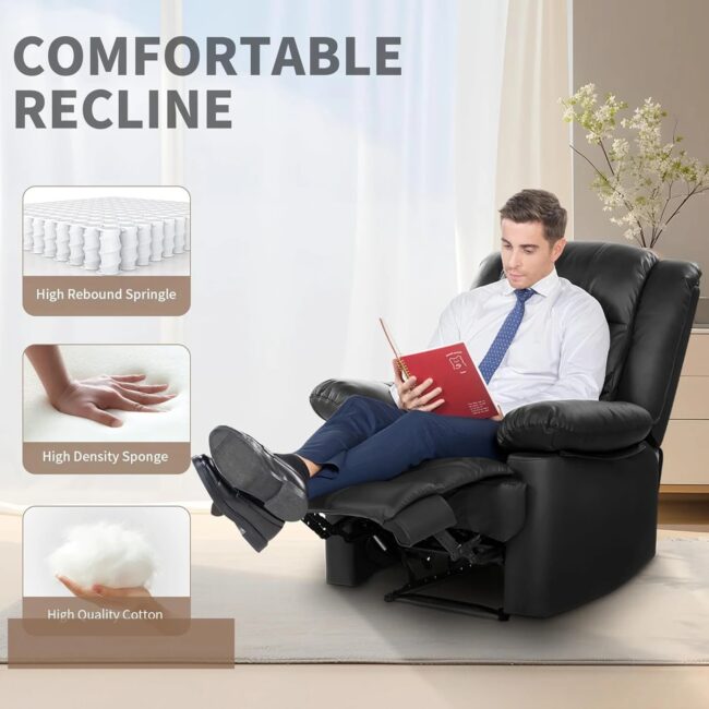 Recliner Armchair Reclining Chair Single Sofa Lounge Seating Adjustable Legrest PU Leather Couch Chair for Room Bedroom Home - Image 4