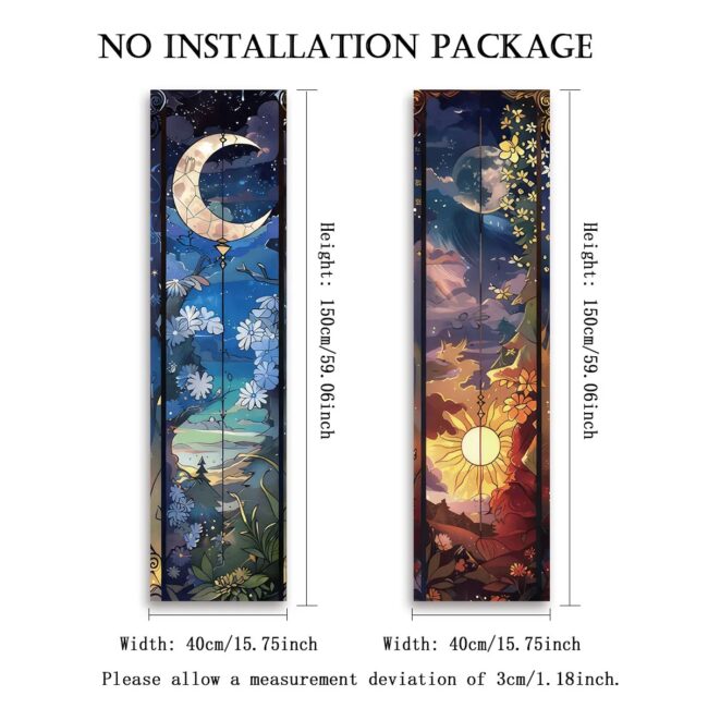 Landscape Vertical Banner Sun And Moon Tapestry Tree of Life Floral Starry Night Wall Decoration Aesthetic Tapestry Home Decor - Image 6