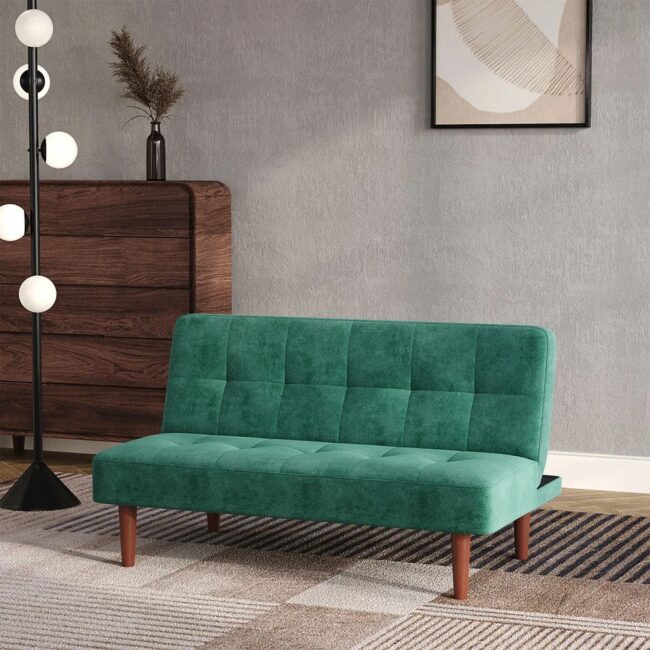 Small Modern 2-Seater Padded Convertible Sofa Bed with Wooden Legs Livingroom Home Decoration Modern Classic - Image 4