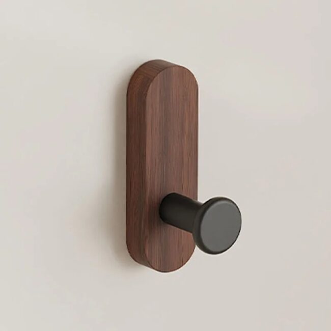 Self Adhesive Mounted Walnut Wood Wall Hooks for Hanging Coat Towel Clothes Blanket Hat Backpack Robe Entryway Key Holder - Image 7