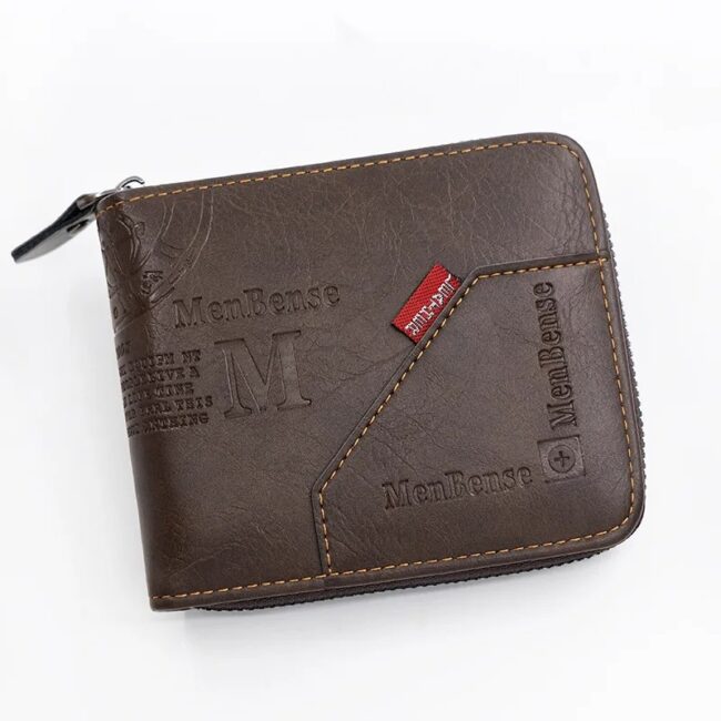New Men Zipper Wallets Short Card Holder Vintage Male Wallet High Quality PU Leather Classic Coin Pocket Wallet For Boys