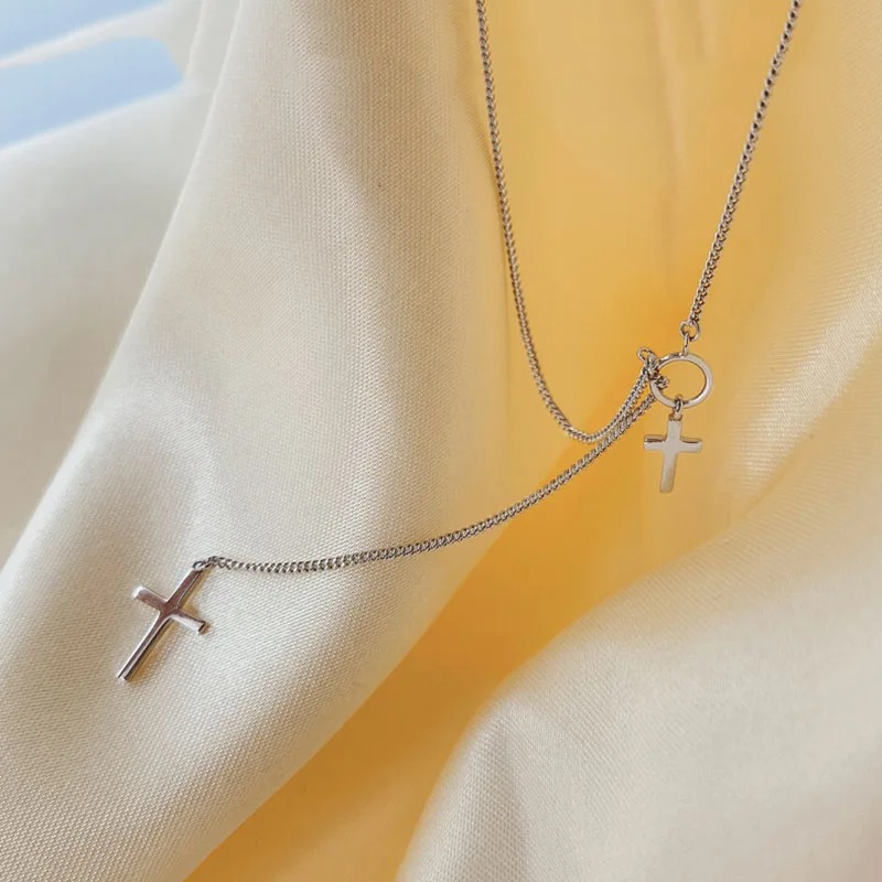 ANENJERY Cross Long Chain Pendant Necklace for Women Fashion Simple Party Jewelry Accessories Wholesale - Image 5