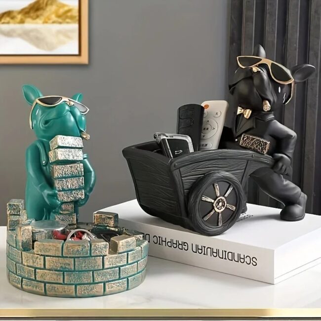 Builder French Bulldog With Barrow Dog Statue Live room Decor Resin Sculpture Table Decoration Ornament Decor Dog Figurine - Image 3