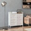 HOMCOM Bedroom Chest of Drawers 6 Drawer Dresser w/ Shelf, Natural
