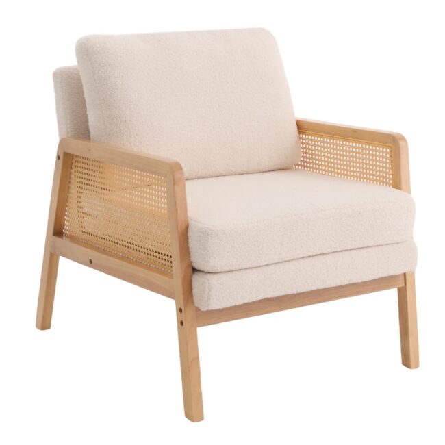 HaoDirect Upholstered Living Room Chair Rattan Wooden Armchair Suitable for Living Room Bedroom Study Room - Image 5
