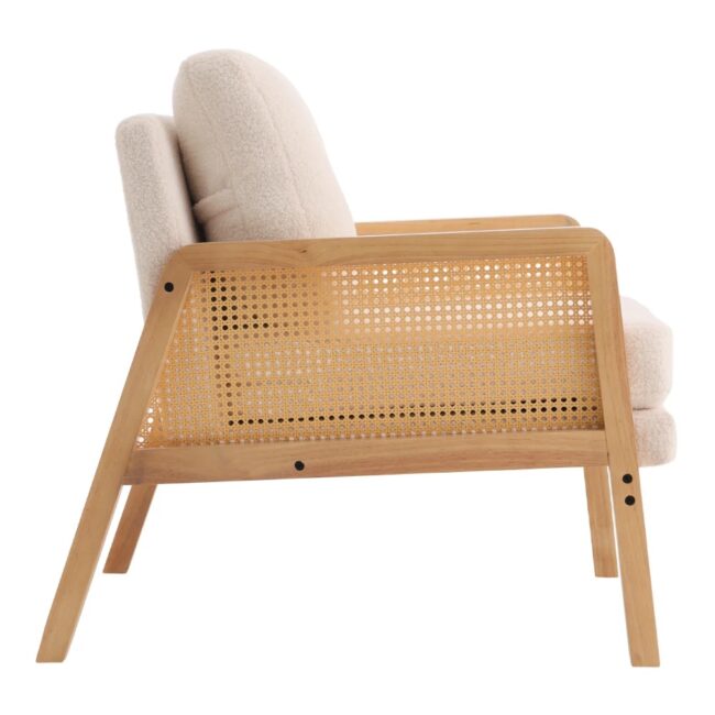 HaoDirect Upholstered Living Room Chair Rattan Wooden Armchair Suitable for Living Room Bedroom Study Room - Image 4
