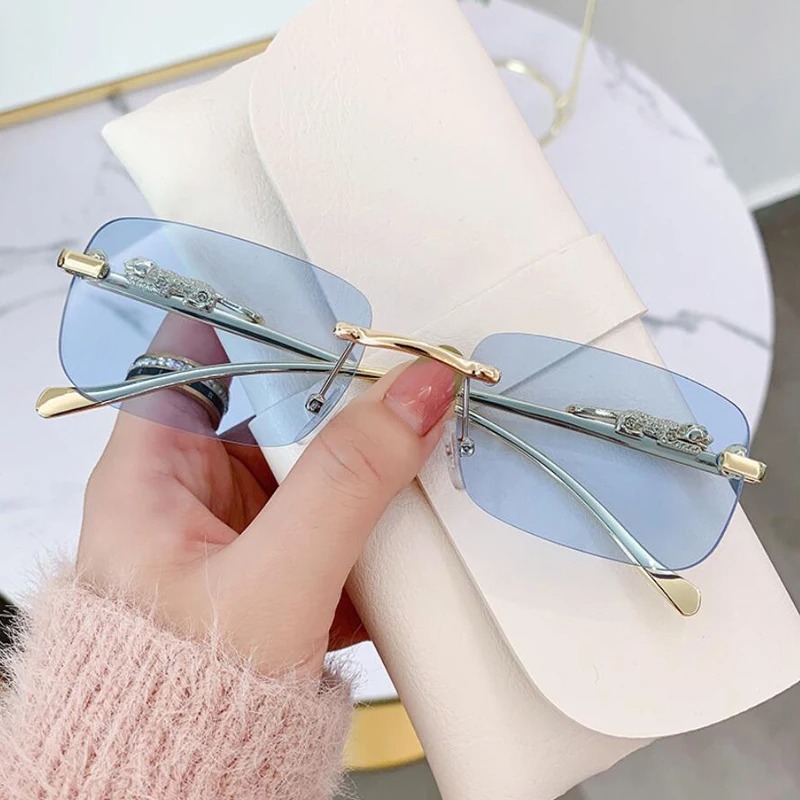Rimless Square Leopard Decoration Sun Glasses Women Men Multi Color Sunglasses Female Fashion Brand Frameless Shades UV400 - Image 10
