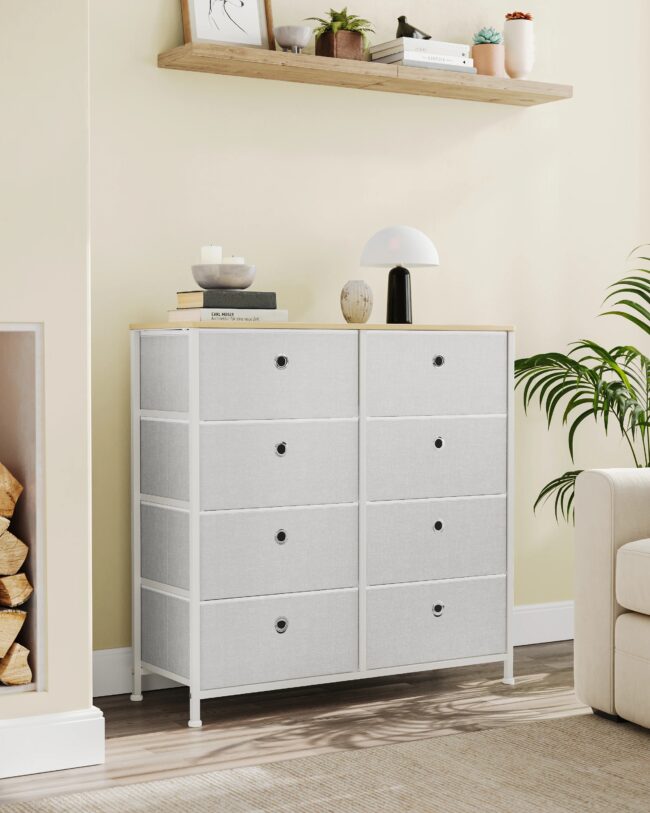 SONGMICS Chest of Drawers, Storage Unit with 8 Easy Pull Fabric Drawers, Dresser, Organiser Unit with Metal Frame - Image 6