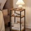 VASAGLE Sofa Side Table, 3-Tier End Table, Bedside Table with Steel Frame