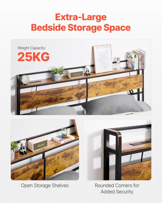 VEVOR Bed Headboard King Size Freestanding Head Board with Outlets & USB Port Adjustable Headboard for Different Bed Frames - Image 5