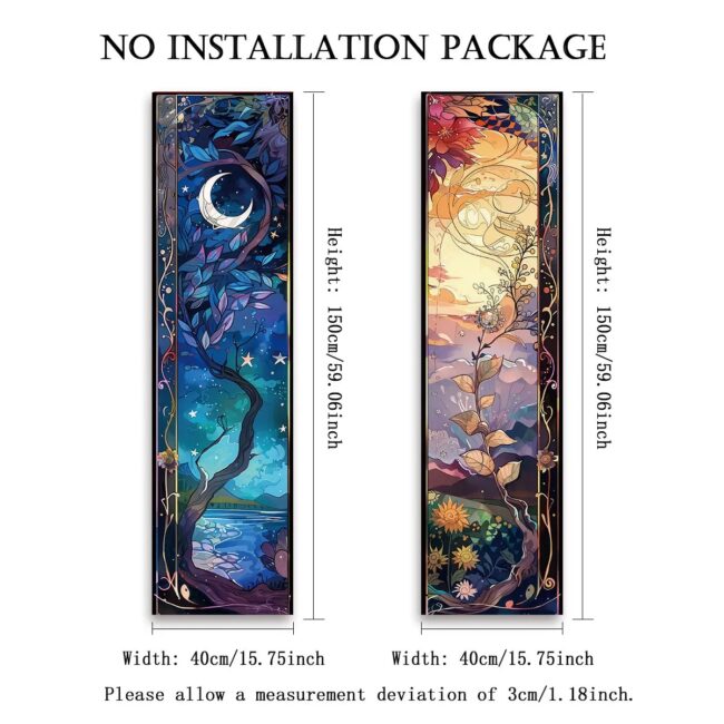 Landscape Vertical Banner Sun And Moon Tapestry Tree of Life Floral Starry Night Wall Decoration Aesthetic Tapestry Home Decor - Image 3