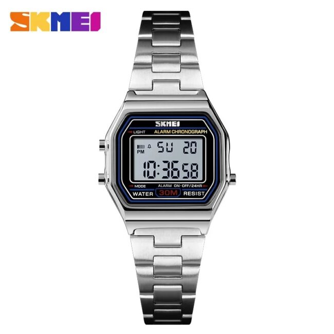 SKMEI Women Watches Digital Sport Watch Luxury Fashion Alarm Clock Stainless Steel Waterproof Ladies Watch relogio feminino 2019