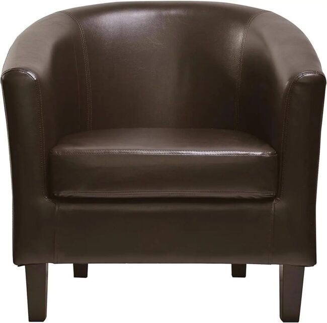 mcc direct Relaxing Tub Chair, Black PU Leather Tub Chair Armchair, Club Chair Living Room, Bedroom Lounge Reception Upholstered - Image 5