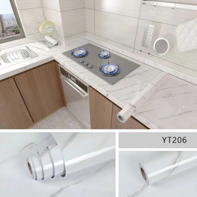 40cm decorative waterproof and mildew proof marble self-adhesive wallpaper bathroom cabinet countertop kitchen wall sticker - Image 3