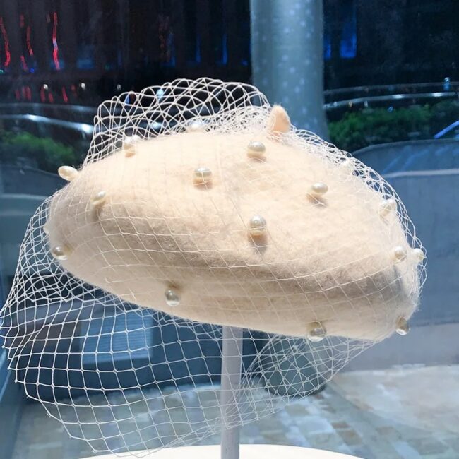 Fashion Women Mesh Beret Cap Beanie Beanie Hat Casual Prom Stage Elegant Retro