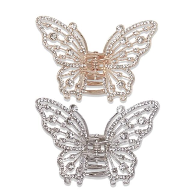 1pc butterfly hair clip for women full diamond butterfly clip metal plate hair shark clip hair accessory hair clip