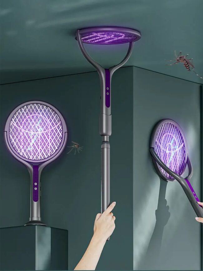 Rotating Head Mosquito Swatter Rechargeable Fly Zapper 2 in 1 Fly Killer and Mosquito Trap Lamp for Indoor and Outdoor - Image 2