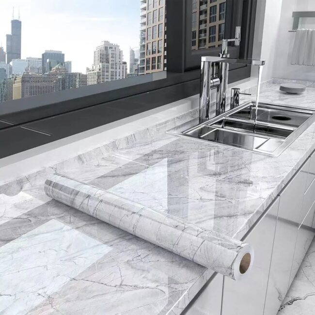40cm decorative waterproof and mildew proof marble self-adhesive wallpaper bathroom cabinet countertop kitchen wall sticker - Image 18