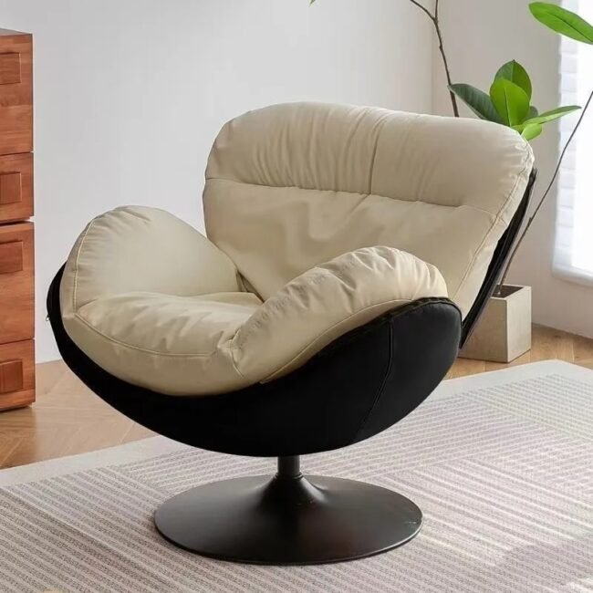 X&D Nordic Single Rotating Sofa Modern Simple Home Living Room Balcony Bedroom Eggshell Chair Light Luxury Lazy Rocking Chair - Image 4