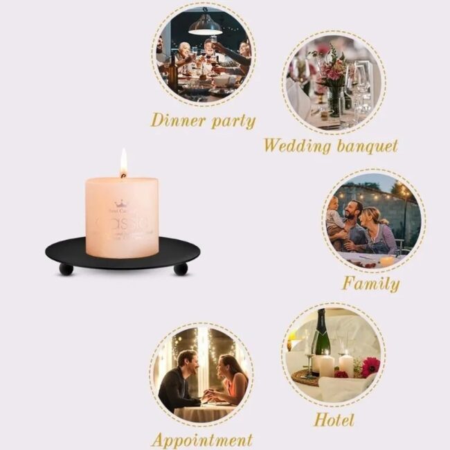 7/9/11cm Iron Plate Candle Holder Decorative Iron Pillar Candle Plate Pedestal Candle Stand for Wax Candles Spa Birthday Party - Image 3