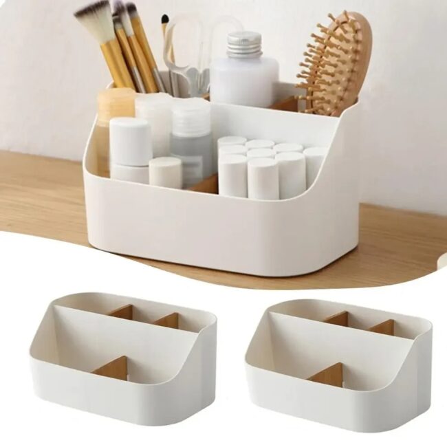 Desk Storage Box Office Supplies Box Makeup Cosmetic Desktop Organizer Plastic Storage Dividing Box for Office Living Room