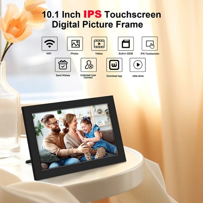 WiFi Digital Photo Frame 10.1 Inch 32GB Smart Digital Picture Frame with 1280x800 IPS HD Touch Screen Digital Frame Gift - Image 4