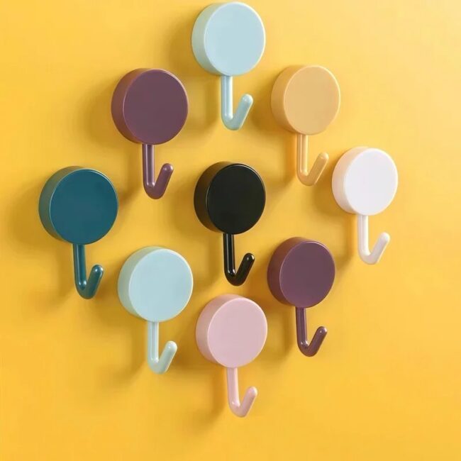 Self Adhesive Wall Hook Strong Without Drilling Coat Bag Bathroom Door Kitchen Towel Hanger Hooks Home Storage Accessories