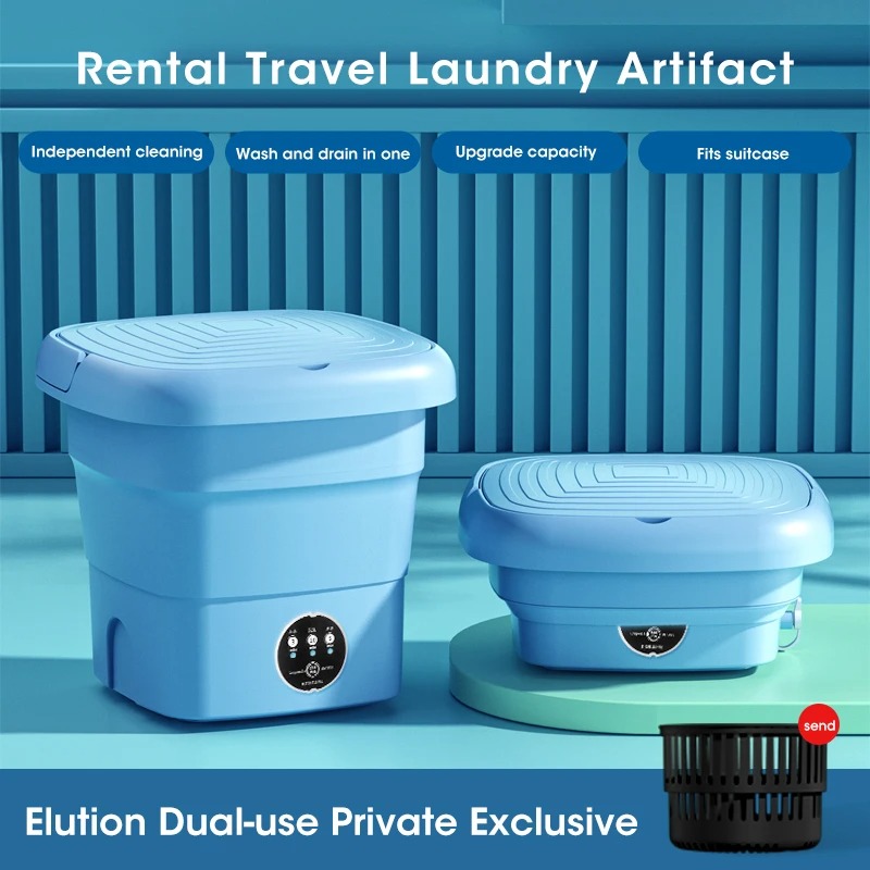 Mini Folding Washing Machine With Dryer Bucket Socks Underwear Cleaning Washer Travel Dormitory 110V-240V EU US - Image 3