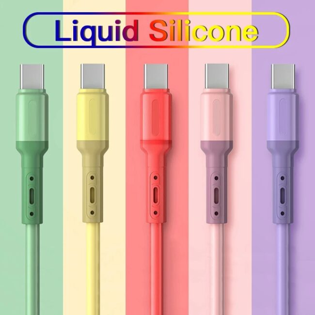Fast Charging USB C Cable TYPE C Liquid Soft Silicone Data Cord For Huawei Xiaomi 1/1.5/2M Mobile Phone USB-C Charger Wire