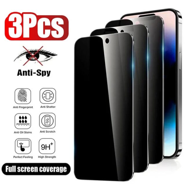 3PCS Anti-Spy Glass for IPhone 16 15 14 13 12 11 Pro Max Privacy Screen Protector for IPhone 13Mini 14 Plus 14Pro Glass 15 16E