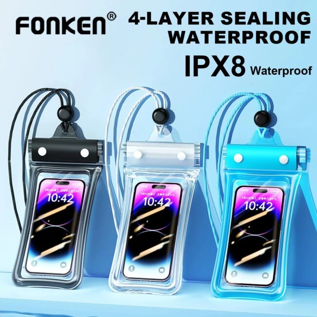 FONKEN Floating Waterproof Phone Case full View Swimming Bag Underwater Snow Rainforest Transparent Dry Bag Waterproof cover