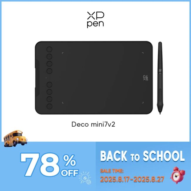 XPPen 7*4.3 Inch 16K Pressure Level Graphics Tablet Deco Mini7 V2 Digital Drawing Tablet 8 Keys for Android Mac Windows Chrome