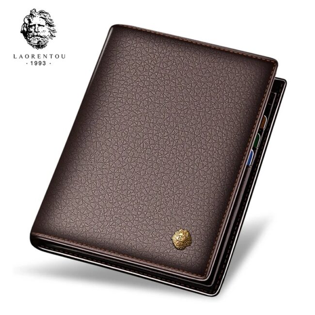 LAORENTOU Men Genuine Leather Wallet Small Card Holder Wallet Gift for Husband, Boyfriend