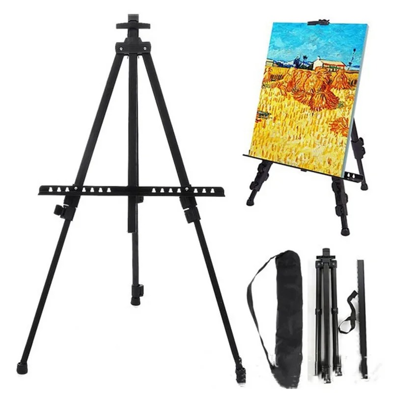 Portable Adjustable Metal Sketch Easel Sketch Drawing For Artist Art Supplies Stand Foldable Travel Easel Shelf With Bag Outdoor