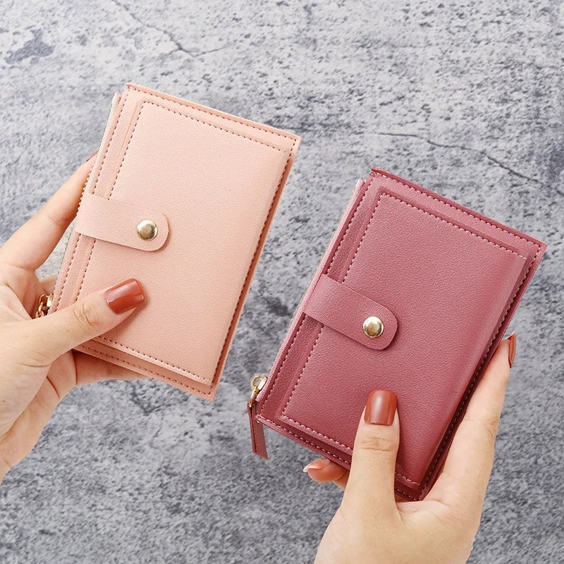 Women Men ID Card Holder PU Zipper Small Coin Purse Credit Card Holder Solid Color Business Cards Case Business Card Holder - Image 2