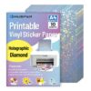 10 Sheets Diamond Printable Vinyl Sticker Paper - A4(8.3×11.7 Inch), Waterproof & Self-Adhesive, Inkjet Printable Paper