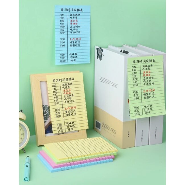 100/200 Pages of Horizontal Line Sticky Notes Paper Notebooks Large Student Office Sticky Notes Notebook Notes