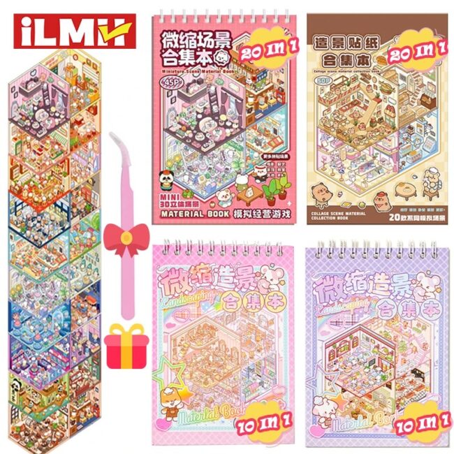 20Pcs 20in1 3D Cartoon Sticker Book | DIY Scenes Creative Gift for Kids, Portable Sticker Album for Birthday Christmas Crafts​​