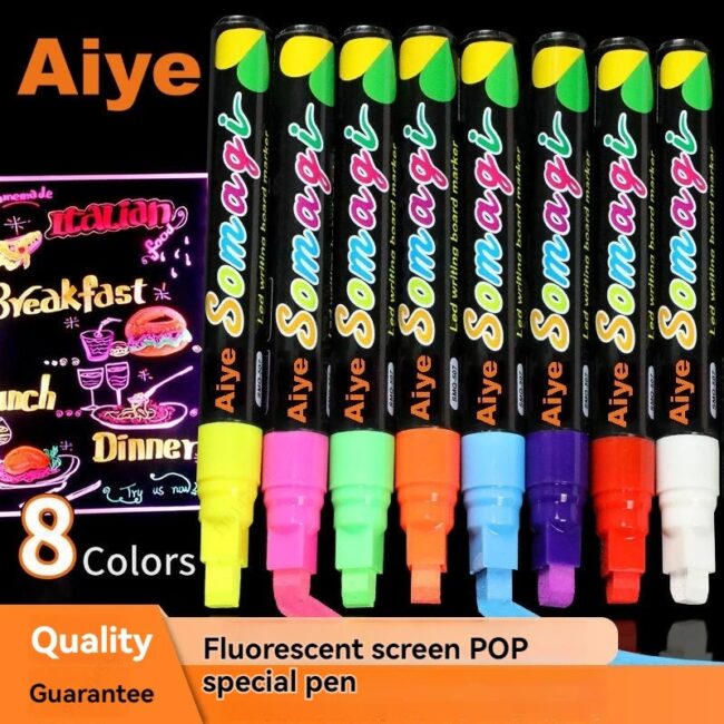 Liquid Erasable Chalk Markers Pens - 8 Colors Washable & Wet Erase Neon Art Makers for Blackboard Chalkboard Signs, Glass Window