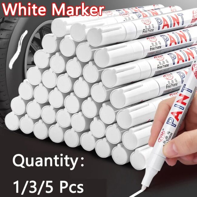 White Marker Pens set Oily Waterproof White Gel Pen DIY Graffiti Sketching Marker Stationery Writing School Supplies brush