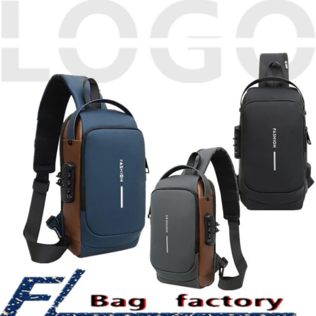Multifunction Men's Chest Bag Crossbody Bag Sports Running Travel Anti-theft USB Charging Shoulder Messenger Bag Luxury Brand