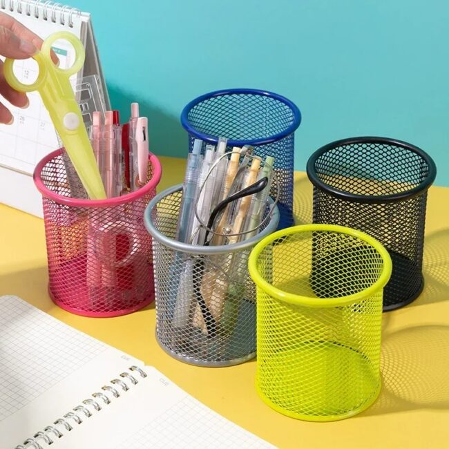 1Pcs New Pencil Holder Office Desk Metal Mesh Square Pen Pot Cup Case Container Organiser Durable Pencil Case