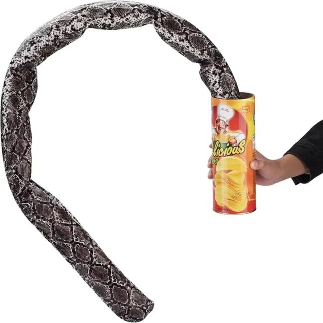 The Potato Chip Snake Can Jump Stage Magic Tricks Spring Snake Toy April Fool Day Halloween Party Jokes in A Can Gag Gift Prank