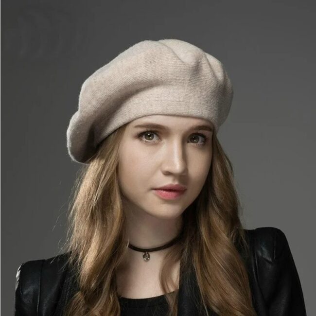 new Women's Berets Hat Fashion Solid Color Wool Knitted Berets With Rhinestones Ladies Beanie Beret Black wine red cap female - Image 3